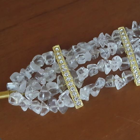 Bracelete Dourado com Cristais Incolores