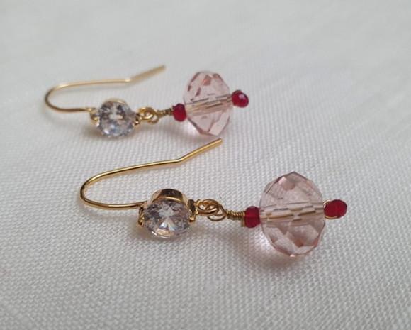 Brinco Anzol com Cristal Rose de France