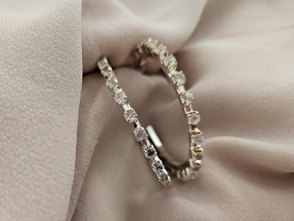 Brinco Argola Prata com Cristais Transparentes
