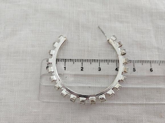 Brinco Argola Prata com Cristais Transparentes