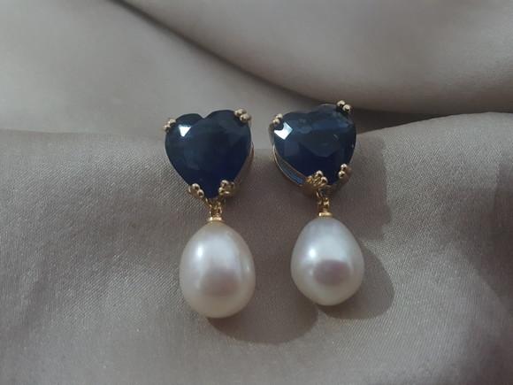 Brinco Banhado com Cabochão e Pérola