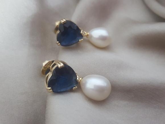 Brinco Banhado com Cabochão e Pérola