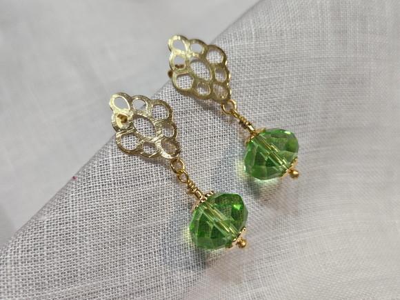 Brinco Banhado com Cristal Color Verde