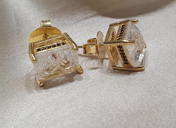 Brinco Banhado com Cristal Boreal Transparente