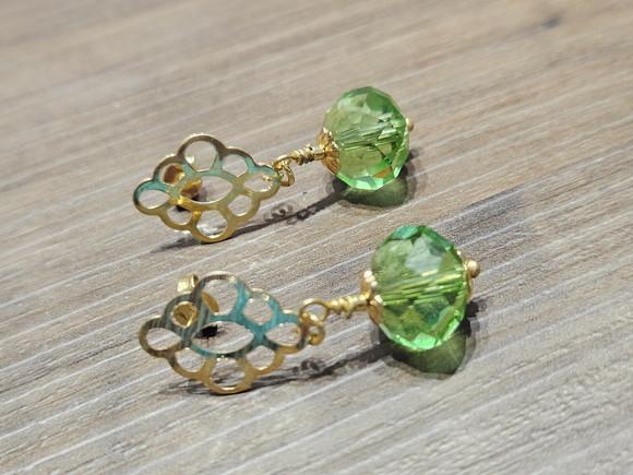 Brinco Banhado com Cristal Color Verde