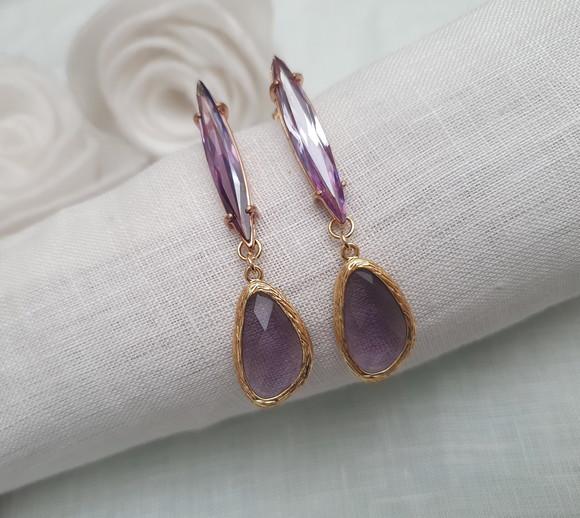 Brinco Banhado com Cristal Lavanda