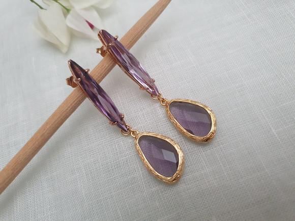 Brinco Banhado com Cristal Lavanda