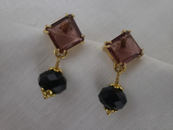Brinco Banhado com Cristal Rubilita