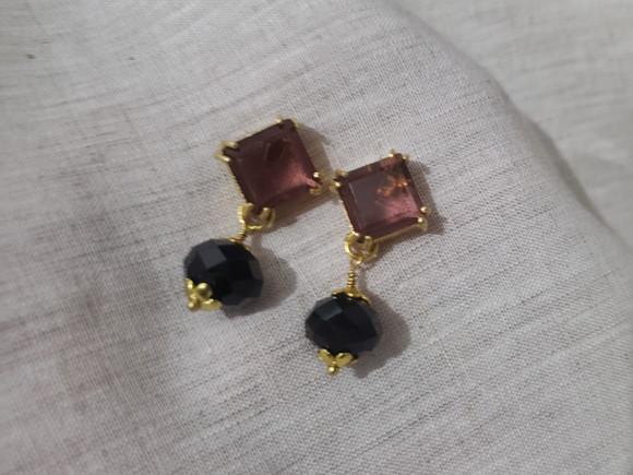 Brinco Banhado com Cristal Rubilita