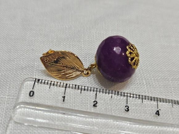 Brinco Banhado com Pedra Natural Jade Roxo