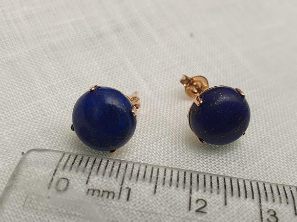 Brinco Banhado com Pedra Natural Lápis Lazuli 10mm