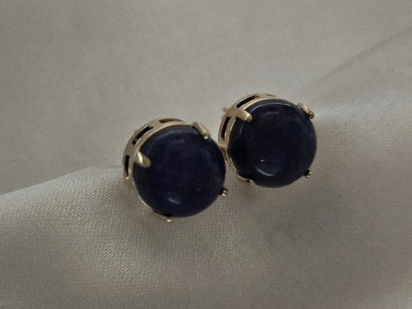 Brinco Banhado com Pedra Natural Lápis Lazuli 10mm