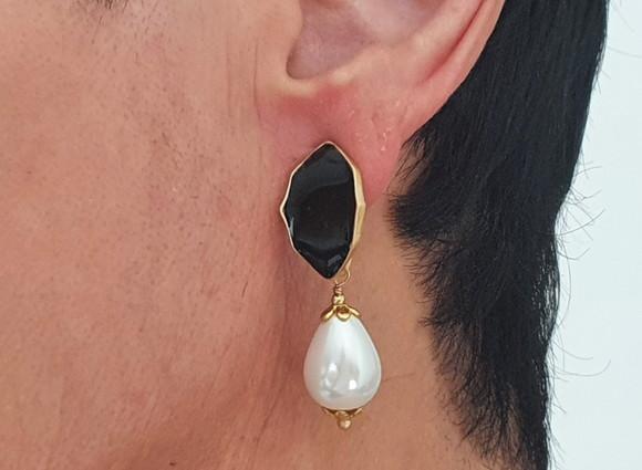 Brinco Banhado com Pérola Shell Gota