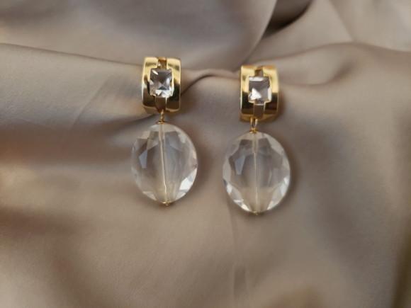 Brinco Banhado com Zircônia e Pingente Cristal