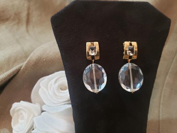 Brinco Banhado com Zircônia e Pingente Cristal
