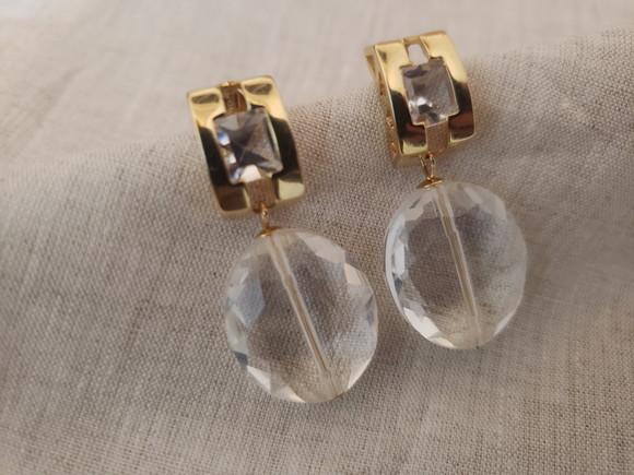 Brinco Banhado com Zircônia e Pingente Cristal