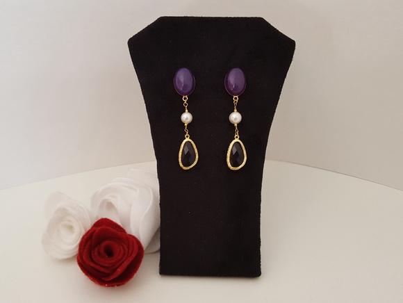 Brinco Cabochão e Pérolas
