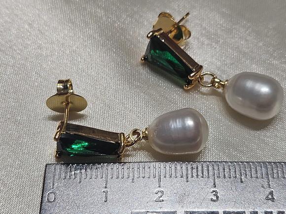 Brinco de Pérola Shell e Cristal Turmalina Morion