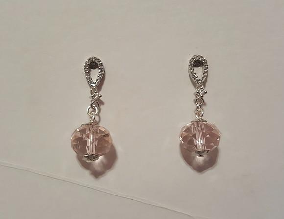 Brinco de Prata com Ponto de Luz e Cristal Rose de France