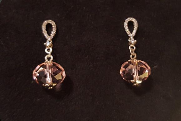 Brinco de Prata com Ponto de Luz e Cristal Rose de France