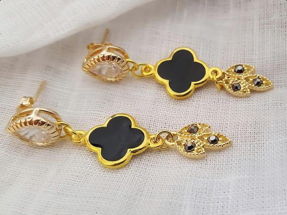 Brinco de Zircônia e Cristais Cinza