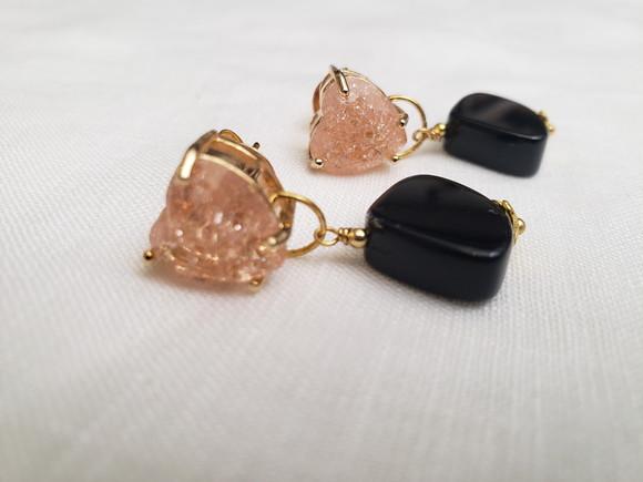 Brinco Dourado Banhado com Pedra Natural Ágata