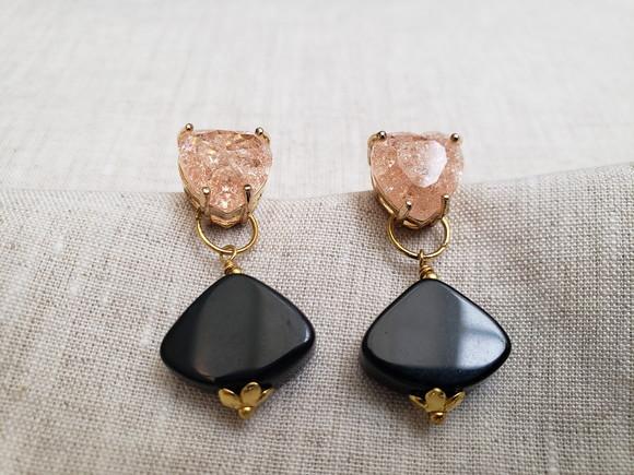 Brinco Dourado Banhado com Pedra Natural Ágata