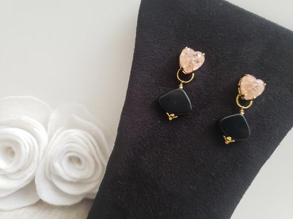 Brinco Dourado Banhado com Pedra Natural Ágata