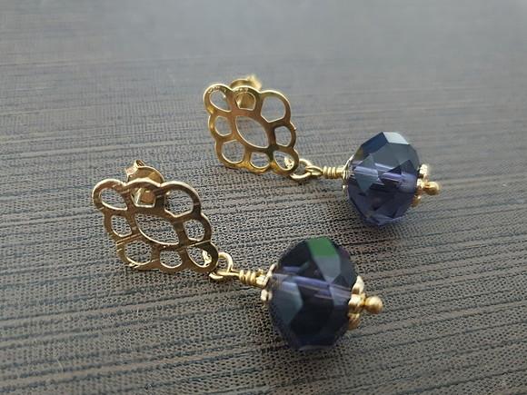 Brinco Dourado com Cristal Color Ametista