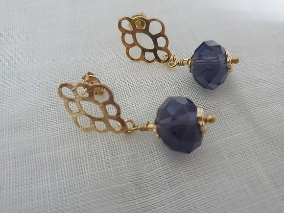 Brinco Dourado com Cristal Color Ametista