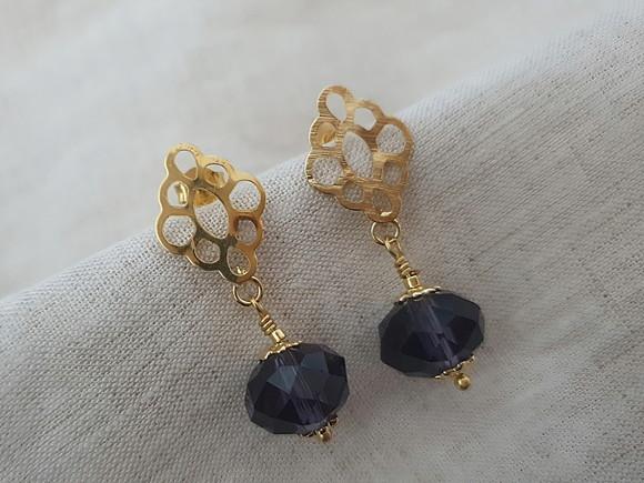 Brinco Dourado com Cristal Color Ametista