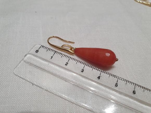 Brinco Gancho Banhado com Pedra Natural Ágata Laranja