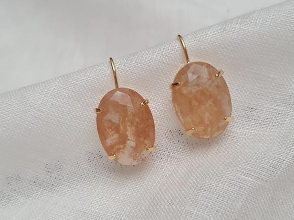 Brinco Gancho Banhado e Cristal Rutilado