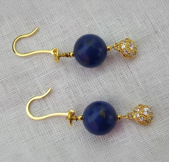 Brinco Gancho com Pedra Natural Lápis Lazuli