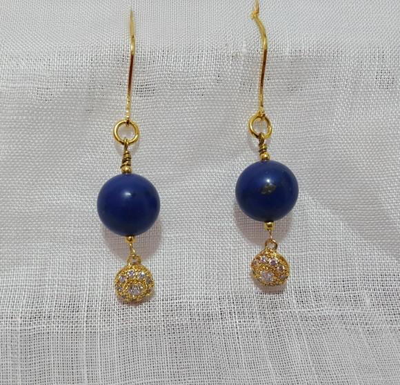 Brinco Gancho com Pedra Natural Lápis Lazuli