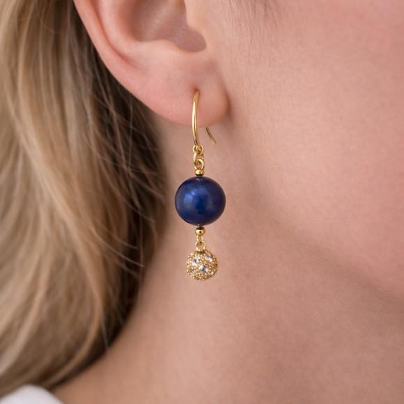 Brinco Gancho com Pedra Natural Lápis Lazuli