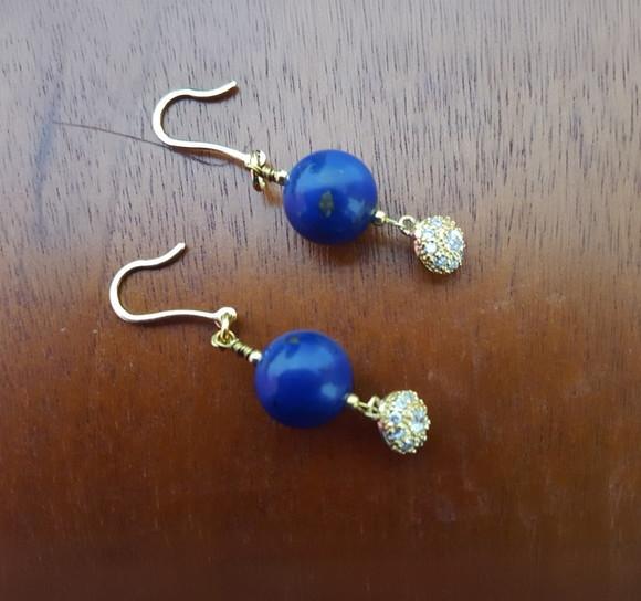 Brinco Gancho com Pedra Natural Lápis Lazuli