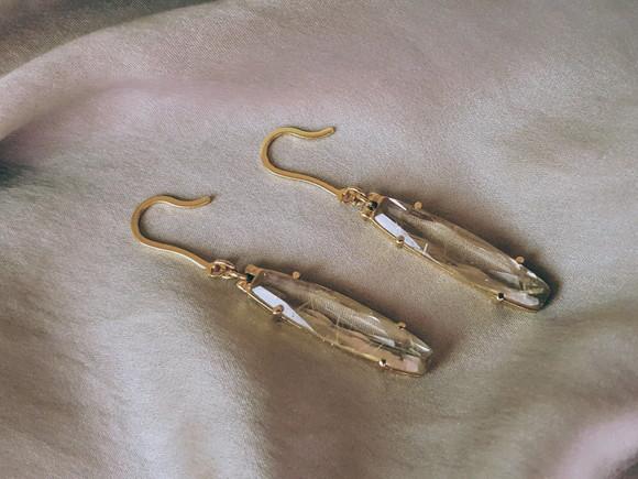 Brinco Gancho com Quartzo Rutilado