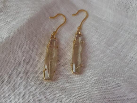 Brinco Gancho com Quartzo Rutilado