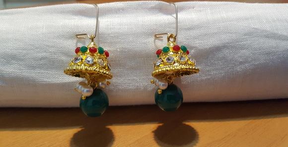 Brinco Gancho de Strass, Cristais e Pérolas