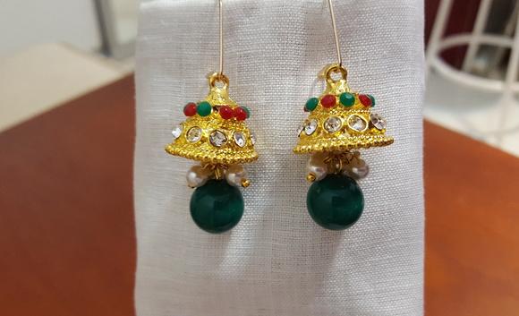 Brinco Gancho de Strass, Cristais e Pérolas