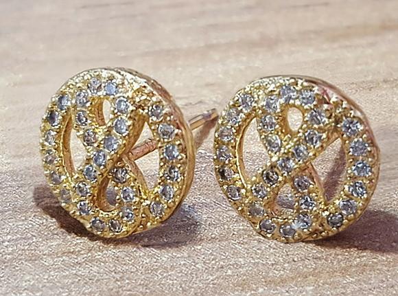 Brinco Pino Banhado com Mini Cristais Incolores