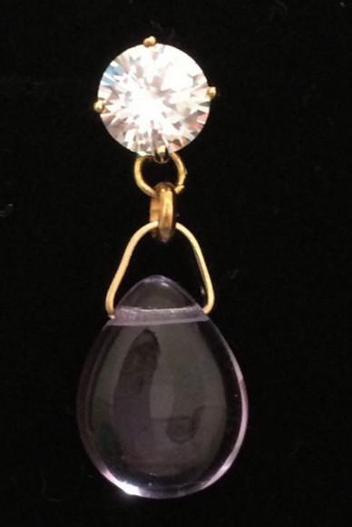 Brinco Pino Banhado com Zircônia e Cristal Lavanda