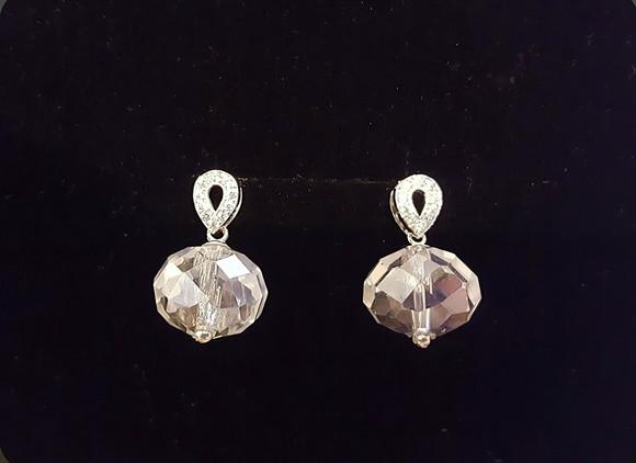 Brinco Pino de Prata com Mini Zircônias e Cristal