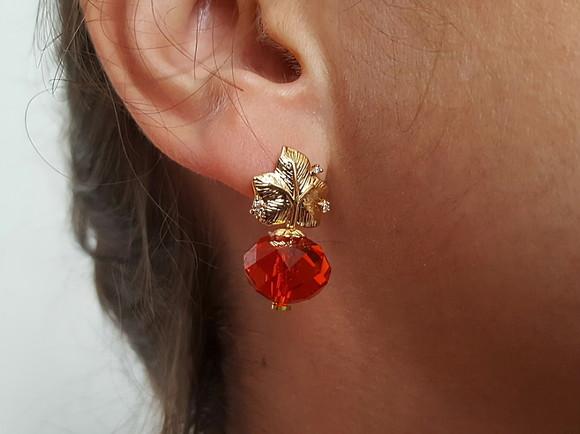 Brinco Pino Dourado com Cristal Laranja