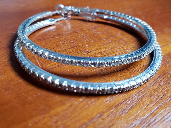 Brinco Prata Argola com Cristal Transparente