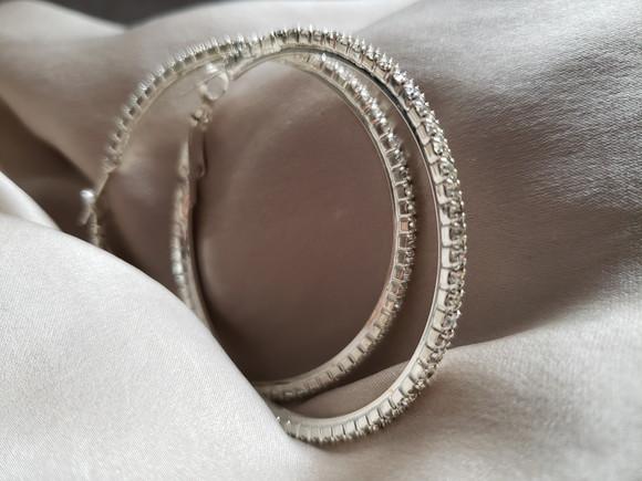 Brinco Prata Argola com Cristal Transparente