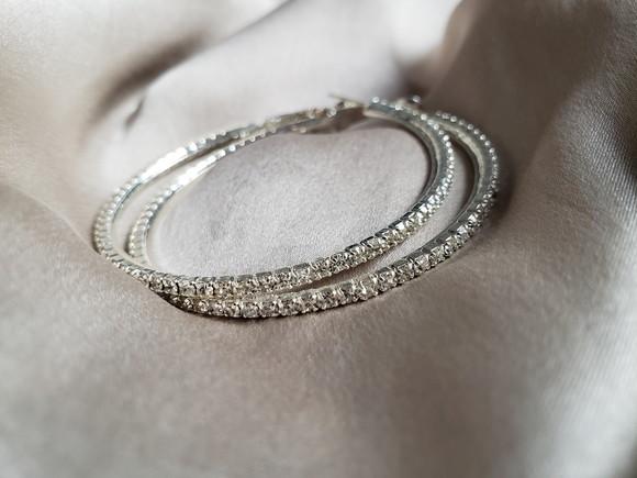 Brinco Prata Argola com Cristal Transparente