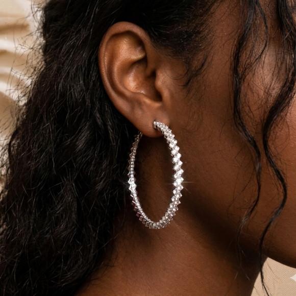 Brinco Prata Argola Zig Zag 3,5cm