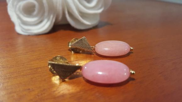 Brinco Rose e Pedra Jade